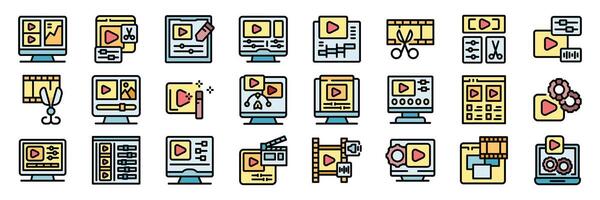 editing software and post production icon set vector
