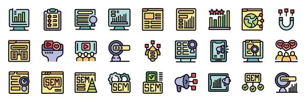Search engine marketing specialists analyzing website traffic and conversion rates with modern tools vector