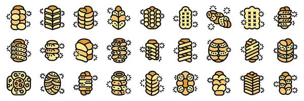Collection of spit cake icons showcasing diverse baking styles and decorative techniques vector