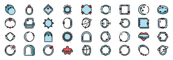 Collection of modern abstract graphic design elements featuring geometric shapes, celestial motifs, and decorative frames vector