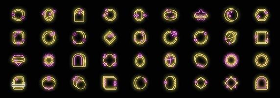 Neon frames with planets, stars, and geometric shapes creating a futuristic vibe vector