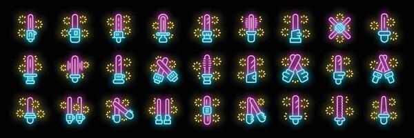 Neon lightsabers glowing with bright sparks in various designs, celebrating epic space battles and science fiction adventures vector