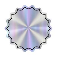 Holographic empty sticker for your text. Hologram wavy circle gradient label. Blank rainbow shiny emblems or tag vector