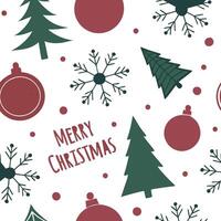 Festive Christmas Pattern with Trees, Ornaments, and Snowflakes vector