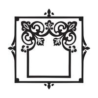 Ornate Black and White Square Frame with Flourishes vector