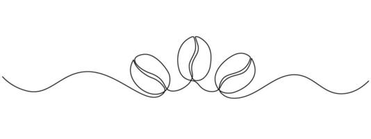 Continuous single line coffee bean pattern. Whole healthy organic coffee bean, cafe concept, for restaurant menu. editable stroke vector