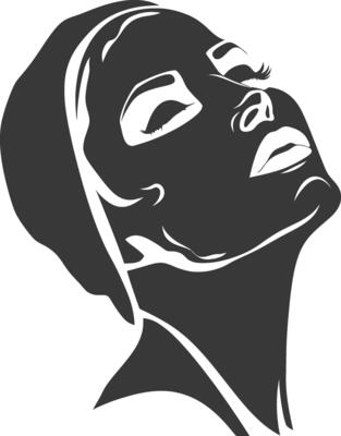 Silhouette of a woman with a face mask