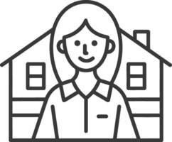 A woman with a house icon vector