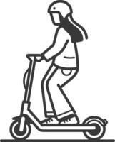 A woman riding a scooter on a white background vector