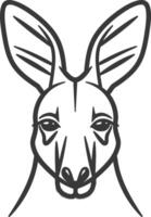 A black and white drawing of a kangaroo vector