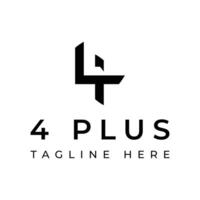 Creative minimal 4 PLUS Logo design template vector