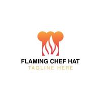 Creative flat flaming chef hat Logo design template vector