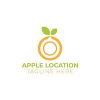 Creative minimal apple location Logo design template vector