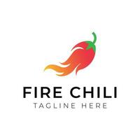 Creative flat fire chili Logo design template vector