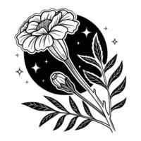 A flower with stars and moon in the background vector