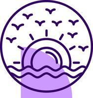 Beach sunrise painting Outline Style Icon vector