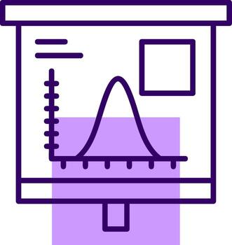 Bell Curve on Graph Outline Style Icon vector