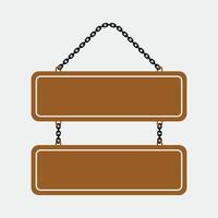 Blank Hanging Sign Board Line art Set Designs Illustration, Various Empty Frame Commercial Display template. vector
