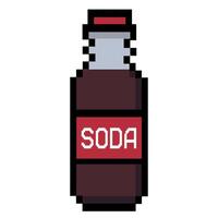 Pixel art soda bottle illustration with retro design and minimalistic style. Vintage game assets 8-bit sprite. 80s-90s, digital vintage game style. vector