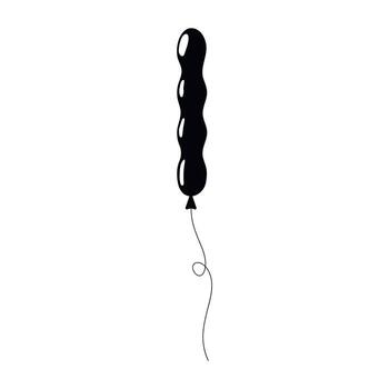 Unique black balloon design with wavy shape and a trailing string vector
