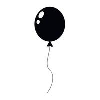 Black balloon floating against a plain background with a long string attached vector