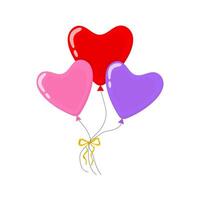 Colorful heart-shaped balloons in three vibrant hues floating together vector