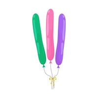 Colorful balloons floating up with a cheerful ribbon on a bright background vector