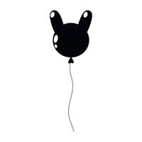 Black balloon shaped like a bunny rabbit floating against a plain background vector