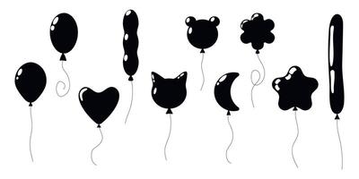Unique black balloons shaped like animals and objects for creative designs vector