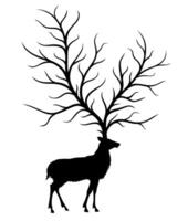 A silhouette of a wild deer with a big tree. vector
