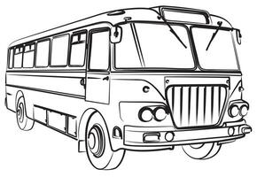 The Sketch of the big passenger old bus. vector