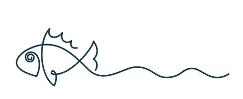The symbol of stylized fish with blue wave. vector