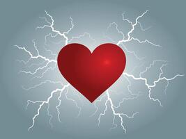 The red heart symbol with lightning bolt. vector