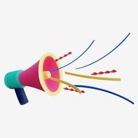 3D Pink Megaphone with Colorful Streamers Design vector