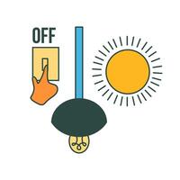 Turn off the light when its morning educational infografis vector