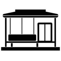 Silhouetted Bus Stop on White vector