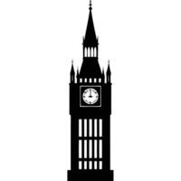 Big Ben Silhouetted on White Background vector