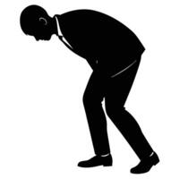 Man Bowing Silhouette Isolated on White vector