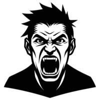 Silhouette of an Angry Man on White Background vector