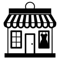 Boutique Shop Silhouette on White Background vector
