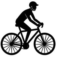 Cyclist Silhouetted on White Background vector