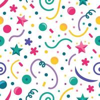 a colorful pattern with stars, confetti and other items vector