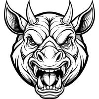 an angry bull head with horns and teeth vector