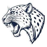 a leopard head with its mouth open vector