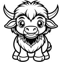 a cartoon buffalo with horns and a smile vector