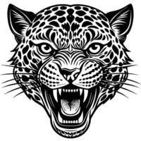 a jaguar head with a black and white pattern vector