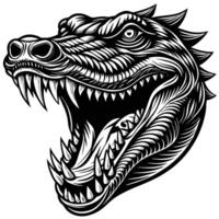a crocodile head with its mouth open and teeth showing vector