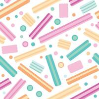 a colorful pattern with candy bars and other items vector