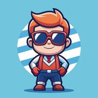 cartoon character of a man in sunglasses and vest vector