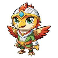 a cartoon bird with green and red wings vector